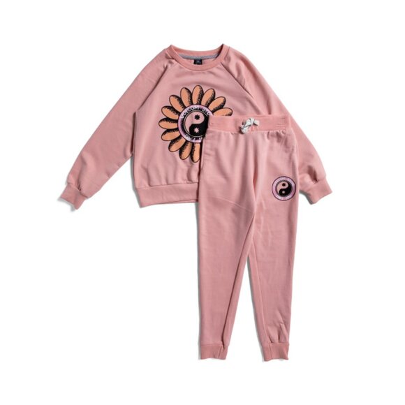 VOLCOM Navy Girls 2pc Graphic Sweatshirt And Joggers Set - Picture 1 of 2